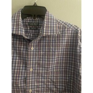 Lauren Ralph Lauren Stretch‎ Fabric Plaid Dress Shirt 16 1/2. 32/33 Green Label